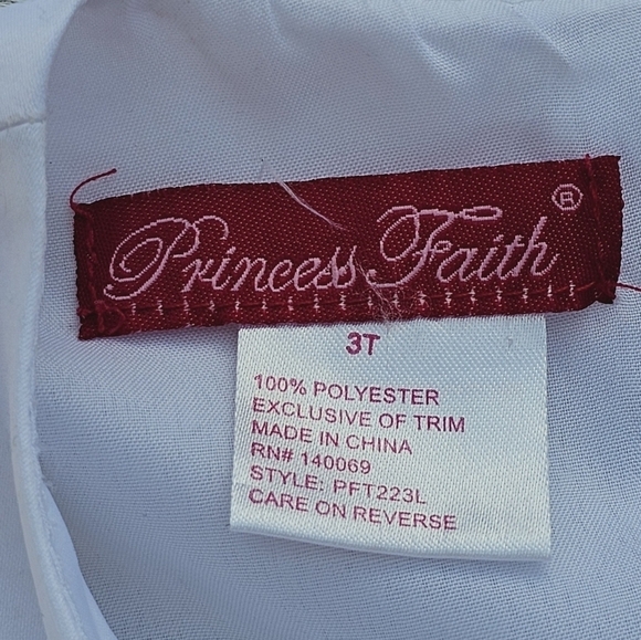 Princess FaithFloral Embroidered Dress Girls Size 3T black and white - Picture 4 of 10